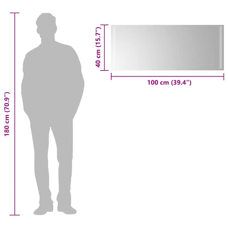 Lustro łazienkowe z LED, 100x40 cm