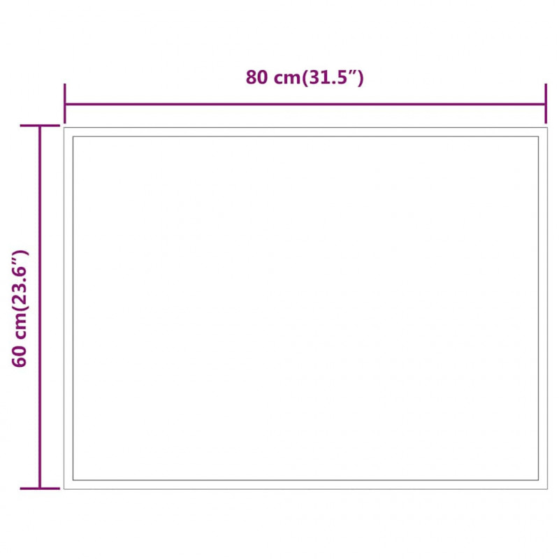 Lustro łazienkowe z LED, 80x60 cm