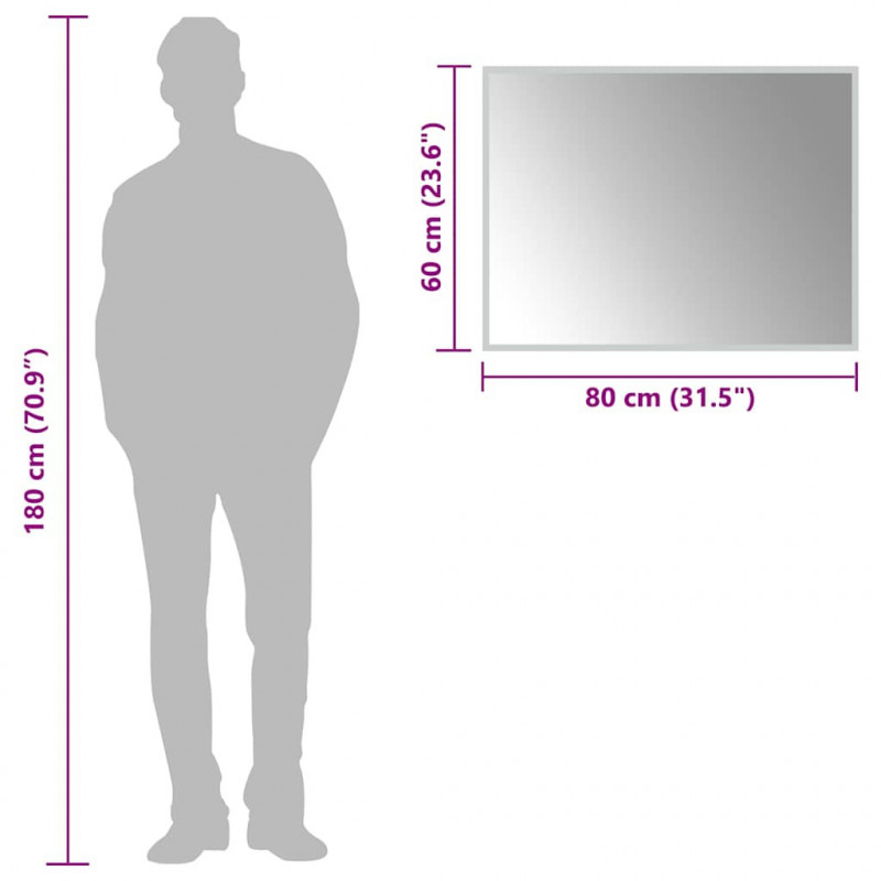 Lustro łazienkowe z LED, 80x60 cm