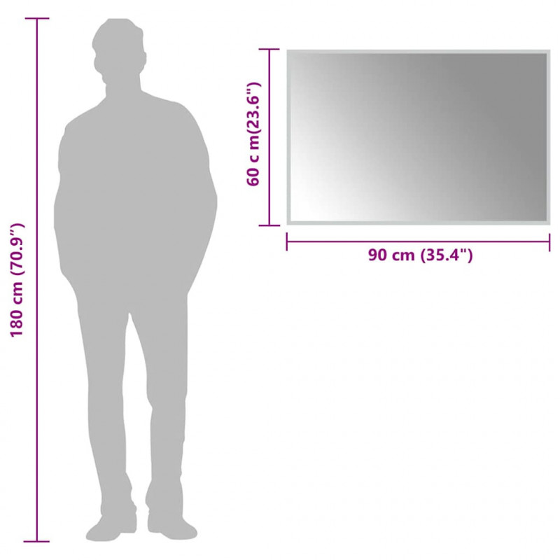 Lustro łazienkowe z LED, 90x60 cm