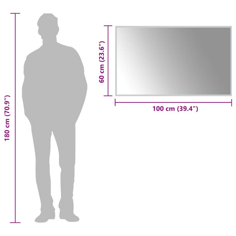 Lustro łazienkowe z LED, 100x60 cm