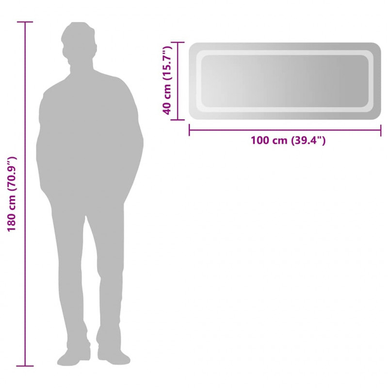 Lustro łazienkowe z LED, 100x40 cm