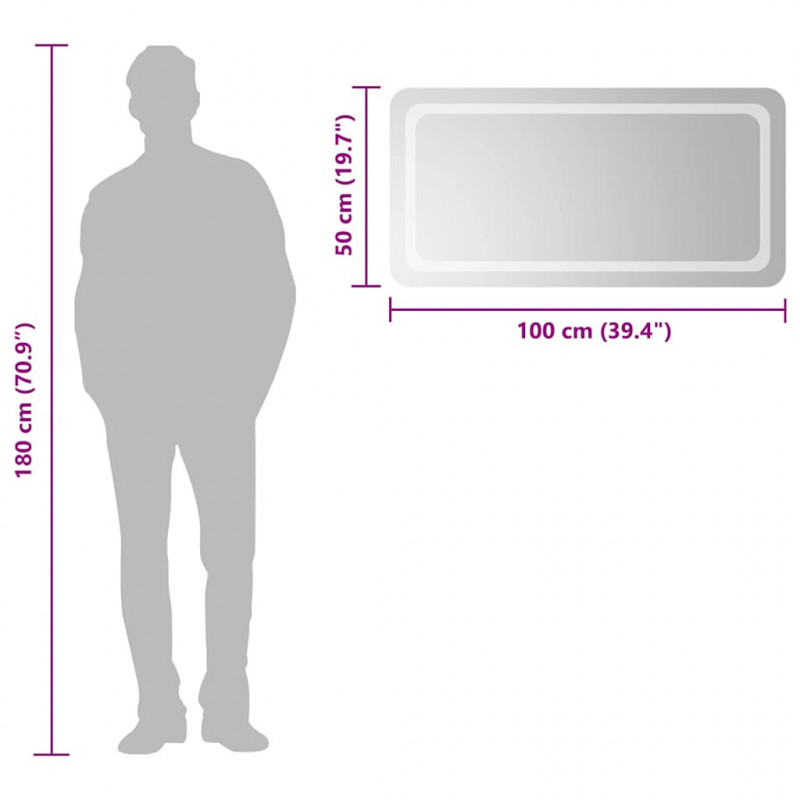 Lustro łazienkowe z LED, 100x50cm