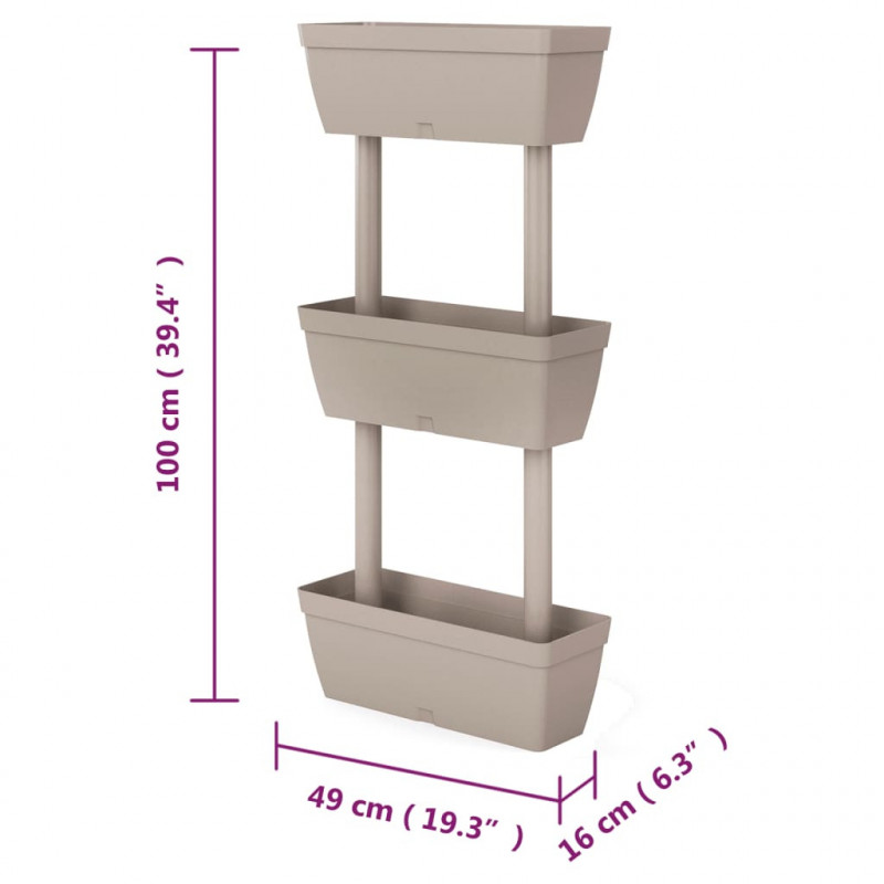 Donice ogrodowe, 3 szt, 100 cm, kolor taupe