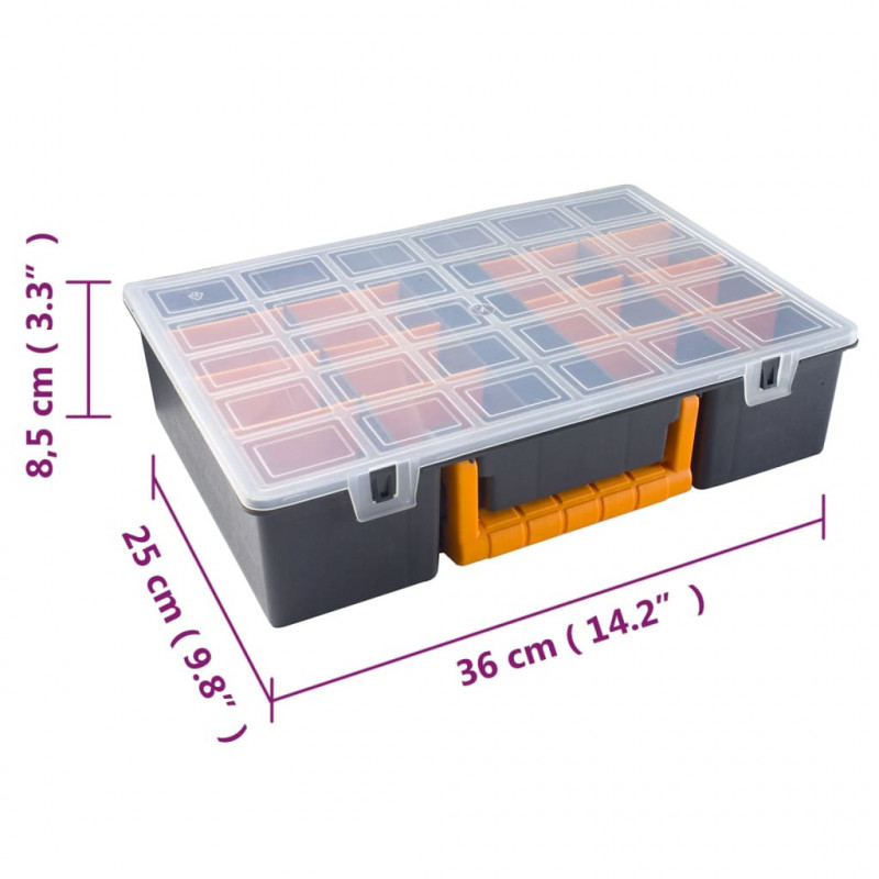 Organizer, 2 szt., z wyjmowanymi przegrodami, 360x250x85 mm, PP