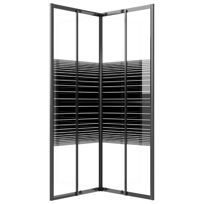 Kabina prysznicowa w paski, ESG, 80x80x180 cm, czarna