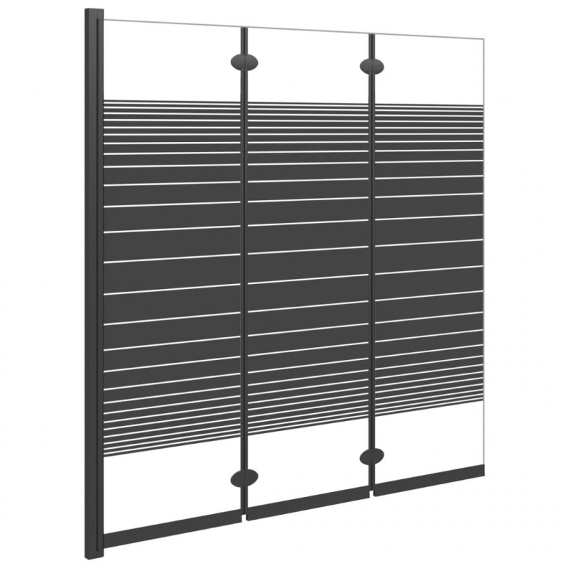 Składany parawan nawannowy, 3 panele, 130x130 cm, ESG, czarny
