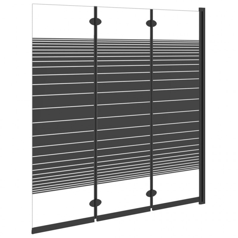 Składany parawan nawannowy, 3 panele, 130x130 cm, ESG, czarny