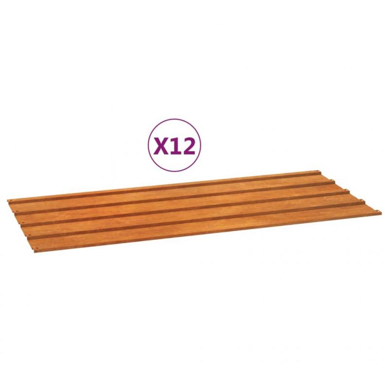 Panele dachowe, 12 szt., rdzawe, 100x44 cm, stal kortenowska