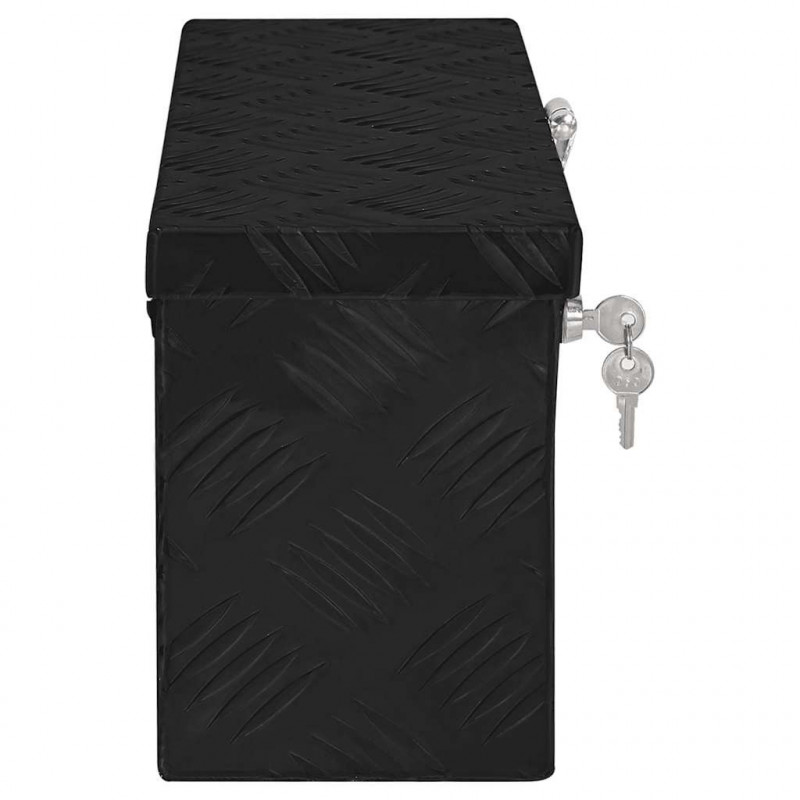 Skrzynka do przechowywania, czarna, 50x15x20,5 cm, aluminium