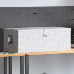Skrzynka do przechowywania, srebrna, 90x47x33,5 cm, aluminium