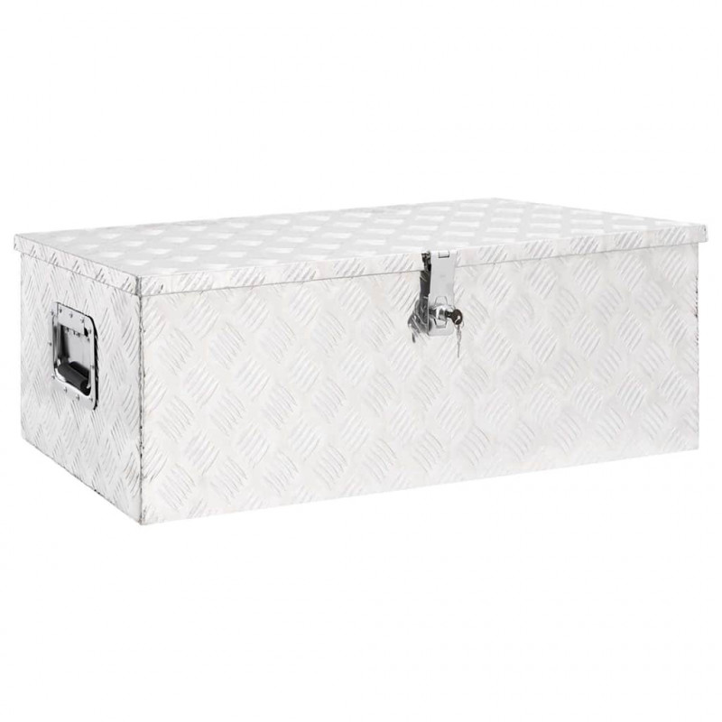 Skrzynka do przechowywania, srebrna, 90x47x33,5 cm, aluminium