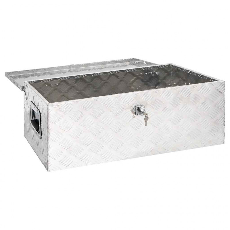 Skrzynka do przechowywania, srebrna, 90x47x33,5 cm, aluminium