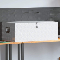 Skrzynka do przechowywania, srebrna, 100x55x37 cm, aluminium