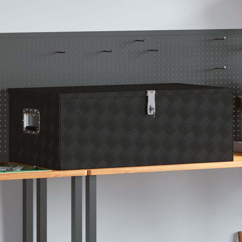 Skrzynka do przechowywania, czarna, 100x55x37 cm, aluminium