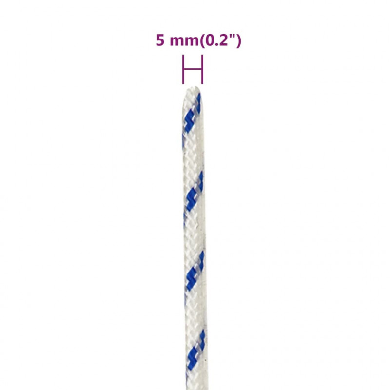 Linka żeglarska, biała, 5 mm, 500 m, polipropylen