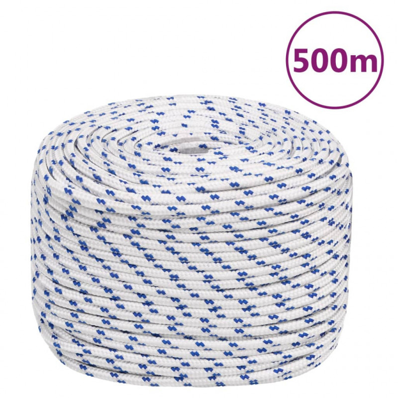 Linka żeglarska, biała, 10 mm, 500 m, polipropylen