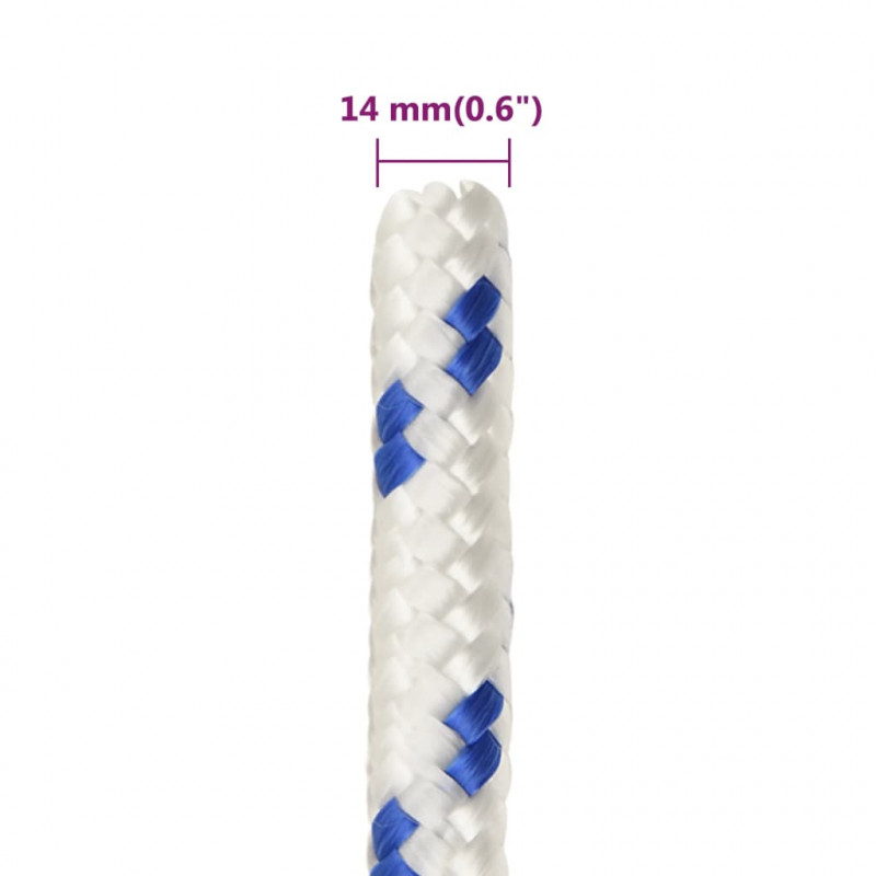 Linka żeglarska, biała, 14 mm, 25 m, polipropylen