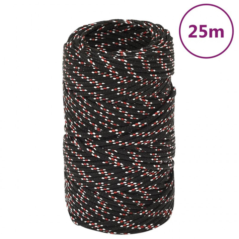 Linka żeglarska, czarna, 2 mm, 25 m, polipropylen