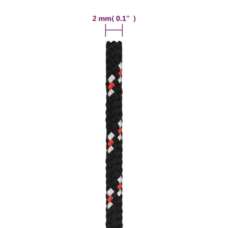 Linka żeglarska, czarna, 2 mm, 25 m, polipropylen