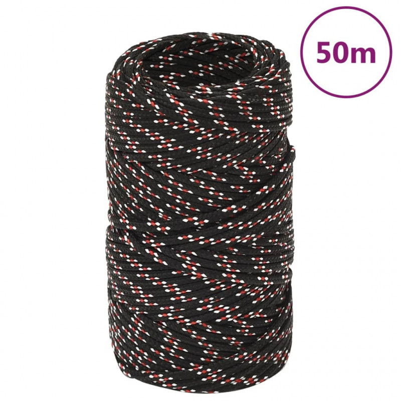 Linka żeglarska, czarna, 2 mm, 50 m, polipropylen