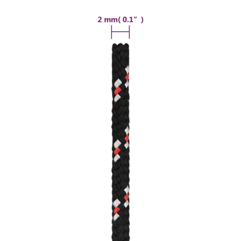 Linka żeglarska, czarna, 2 mm, 50 m, polipropylen