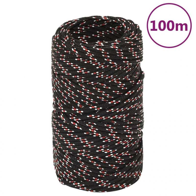 Linka żeglarska, czarna, 2 mm, 100 m, polipropylen
