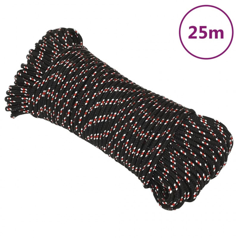 Linka żeglarska, czarna, 3 mm, 25 m, polipropylen