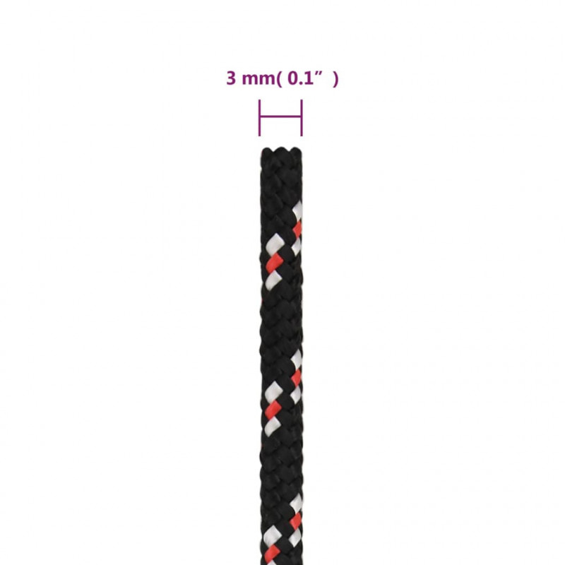 Linka żeglarska, czarna, 3 mm, 25 m, polipropylen