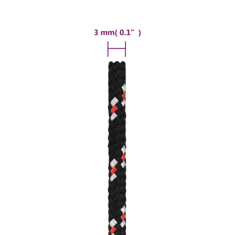 Linka żeglarska, czarna, 3 mm, 50 m, polipropylen