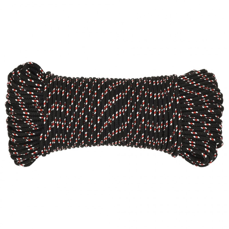 Linka żeglarska, czarna, 5 mm, 100 m, polipropylen
