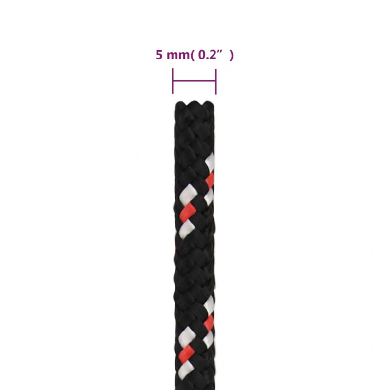 Linka żeglarska, czarna, 5 mm, 100 m, polipropylen