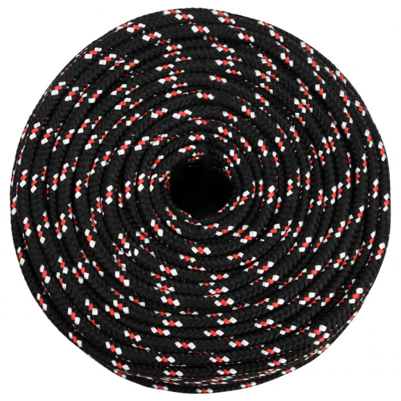 Linka żeglarska, czarna, 6 mm, 25 m, polipropylen