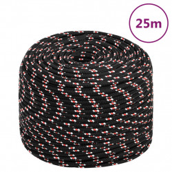 Linka żeglarska, czarna, 8 mm, 25 m, polipropylen