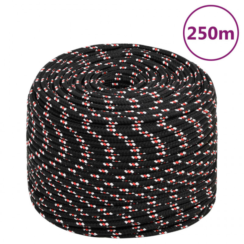 Linka żeglarska, czarna, 8 mm, 250 m, polipropylen