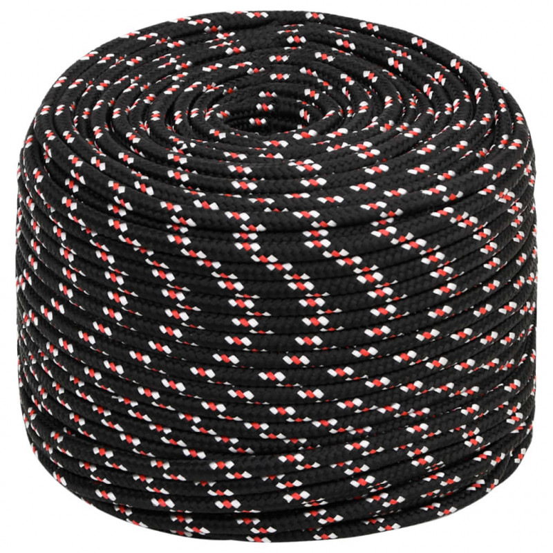 Linka żeglarska, czarna, 8 mm, 250 m, polipropylen