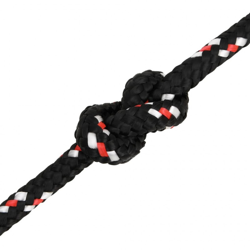 Linka żeglarska, czarna, 8 mm, 25 m, polipropylen