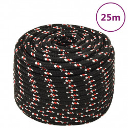 Linka żeglarska, czarna, 12 mm, 25 m, polipropylen