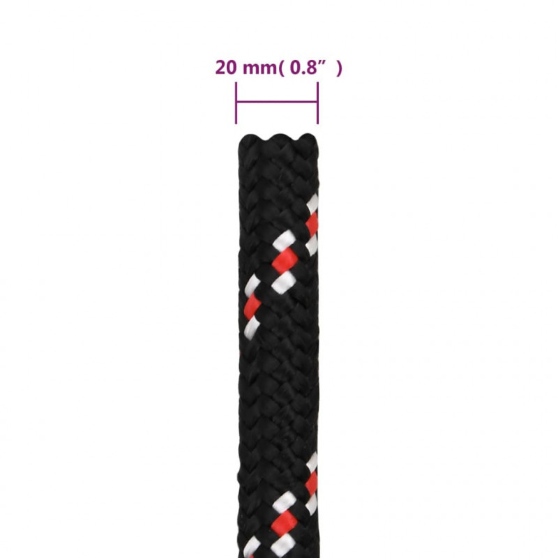 Linka żeglarska, czarna, 20 mm, 25 m, polipropylen