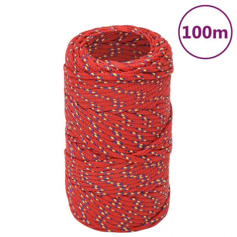 Linka żeglarska, czerwona, 2 mm, 100 m, polipropylen