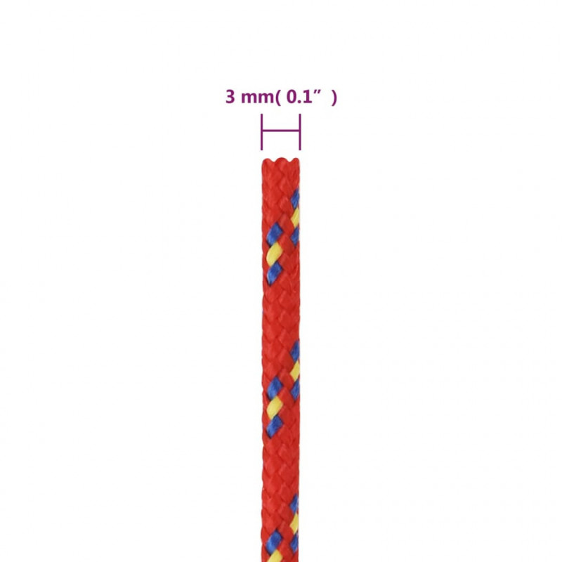 Linka żeglarska, czerwona, 3 mm, 25 m, polipropylen