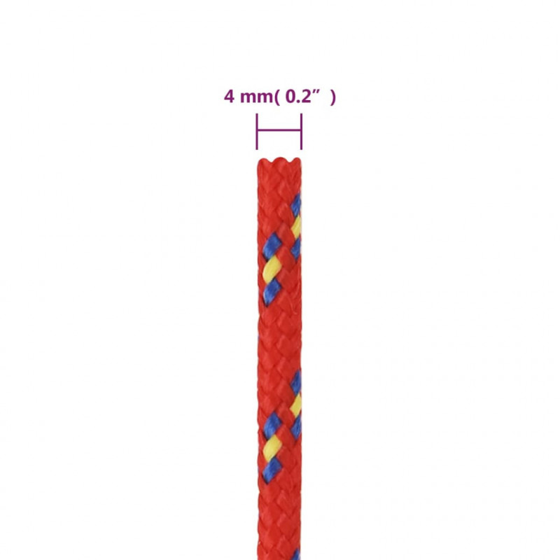 Linka żeglarska, czerwona, 4 mm, 25 m, polipropylen