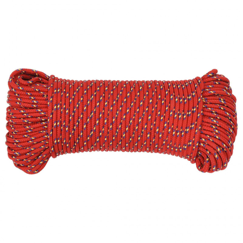 Linka żeglarska, czerwona, 5 mm, 100 m, polipropylen