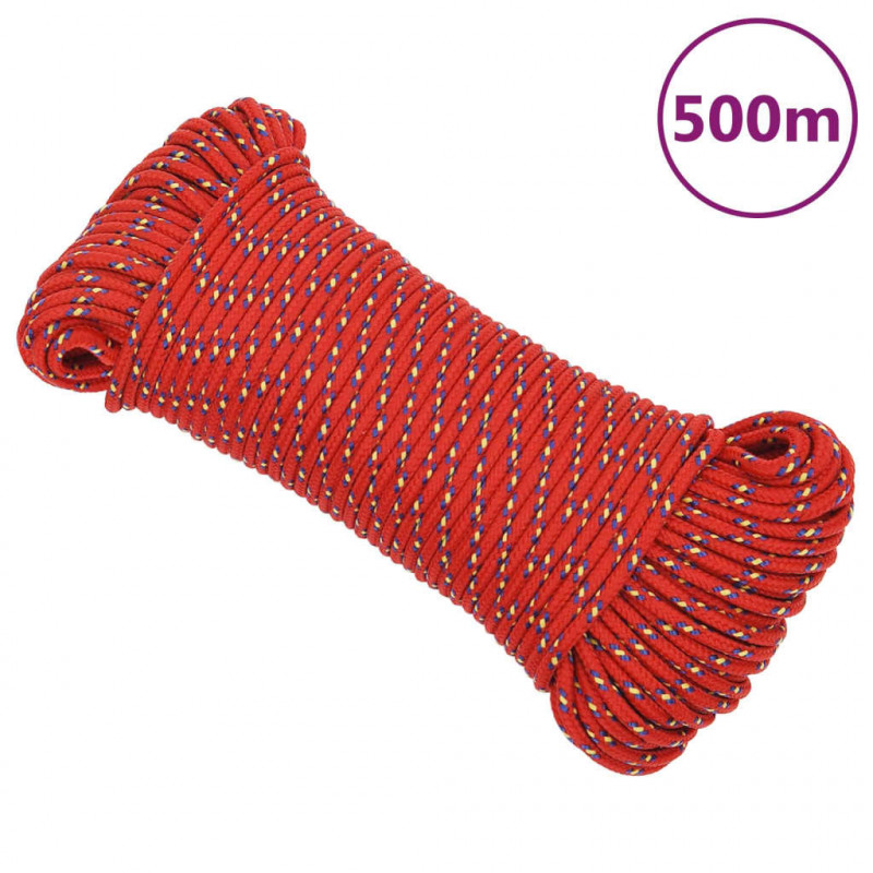 Linka żeglarska, czerwona, 5 mm, 500 m, polipropylen