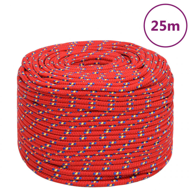 Linka żeglarska, czerwona, 10 mm, 25 m, polipropylen