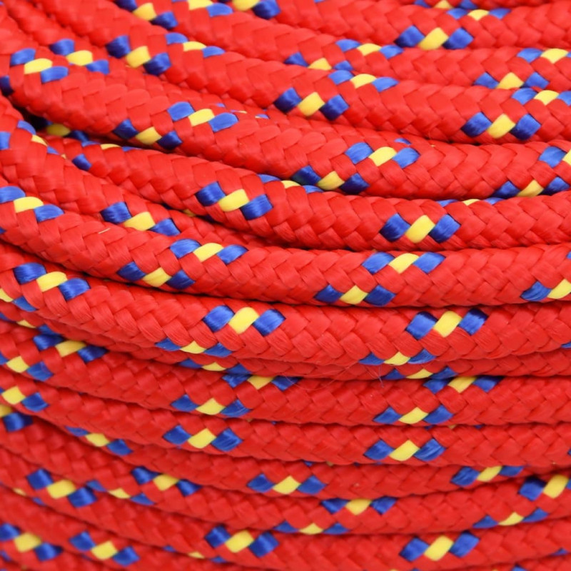 Linka żeglarska, czerwona, 10 mm, 25 m, polipropylen