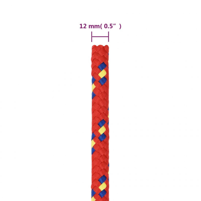 Linka żeglarska, czerwona, 12 mm, 25 m, polipropylen