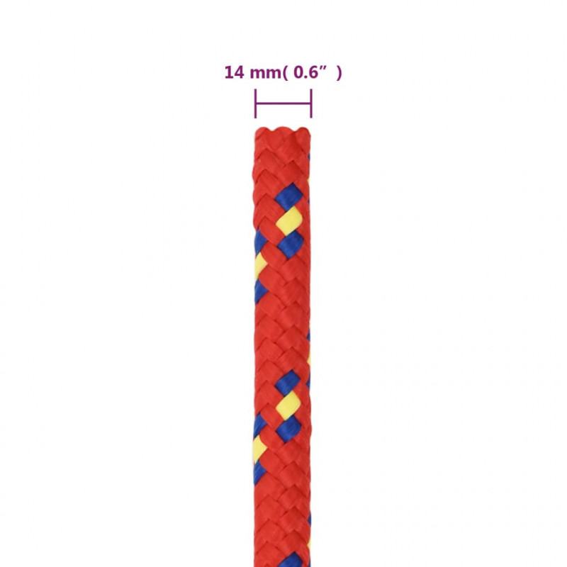 Linka żeglarska, czerwona, 14 mm, 25 m, polipropylen