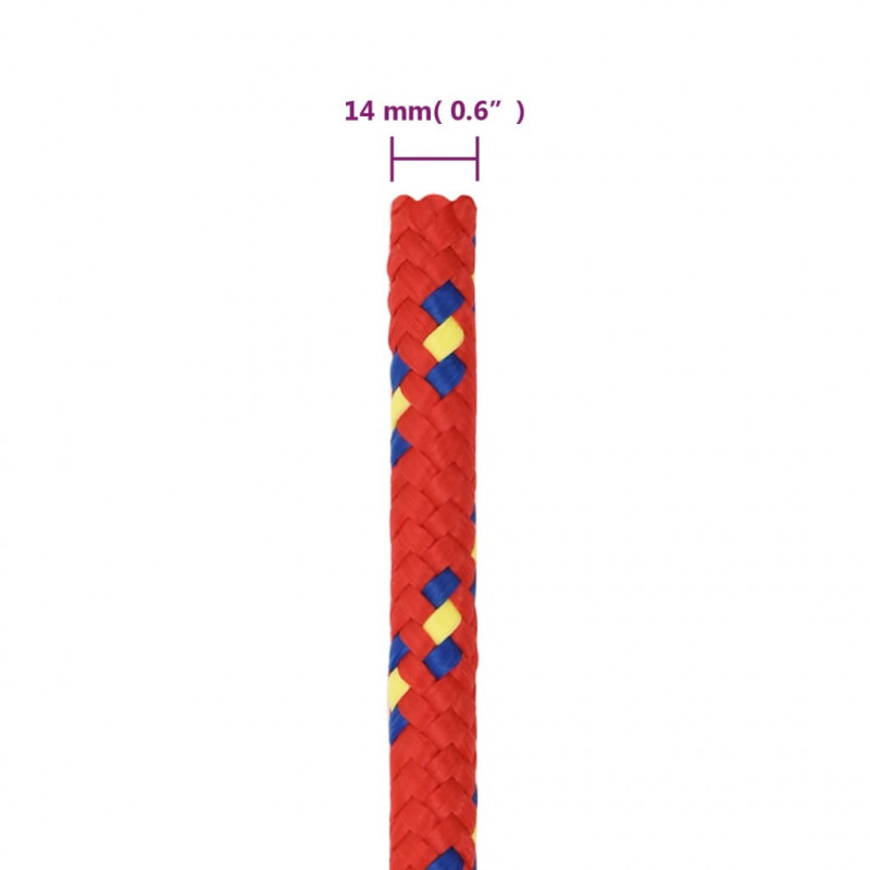 Linka żeglarska, czerwona, 14 mm, 100 m, polipropylen