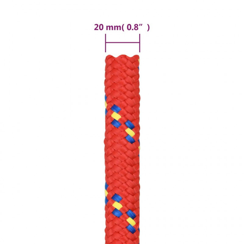 Linka żeglarska, czerwona, 20 mm, 50 m, polipropylen